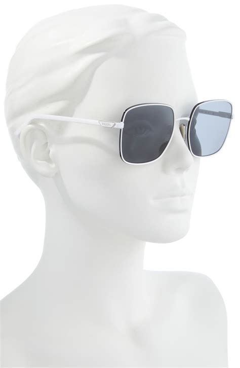 prada 57mm catwalk square sunglasses|Prada sunglasses with white sides.